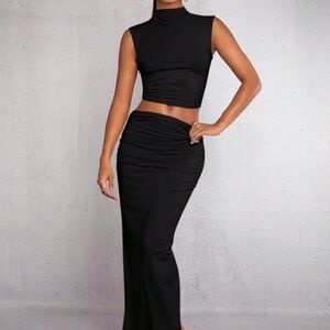 Elegant Black Skirt Set